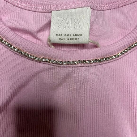 Zara Pink Rhinestone Ribbed Tank Top - Picture 2 of 4